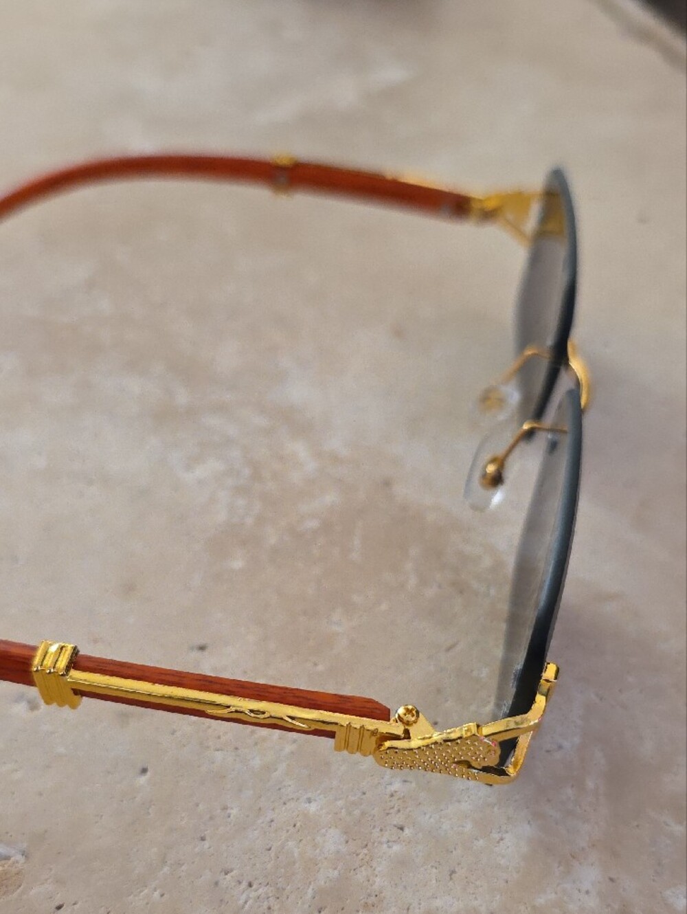 Cartier Rimless Sunglasses in Black and Gold with Red Case - Picture 5 of 10